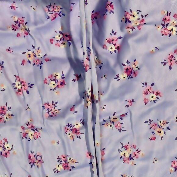 NWOT Zara Satin Purple Floral Print Low Back Tie Waist French Belle Slip Dress M - Picture 5 of 7